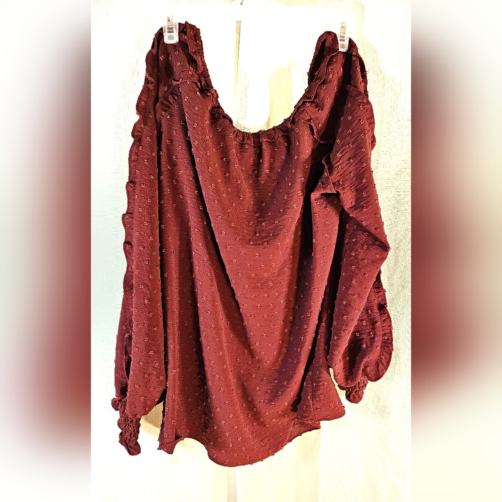 2/$20 Max Studio 1X Ruffled Trim Top - Picture 8 of 8